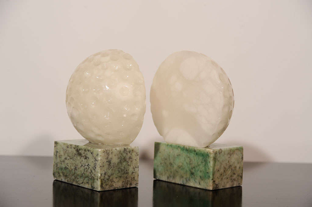 Alabaster Golf Ball Bookends, Italian 1960s 4