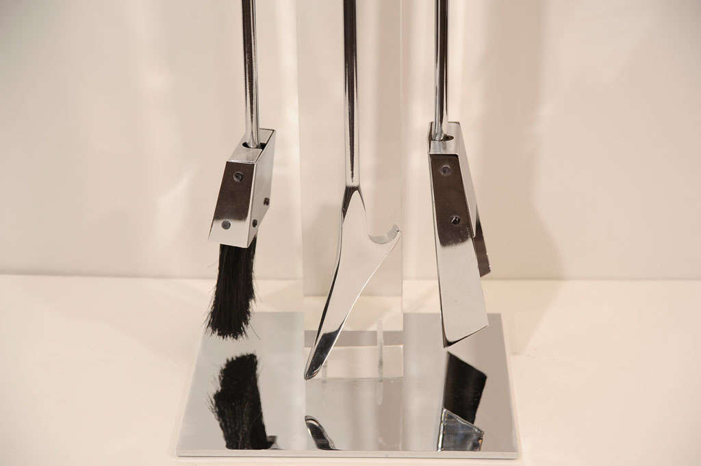 Modernist Lucite Fire Tool Set by Abrizzi 3