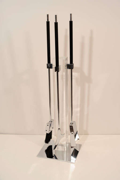 Modernist Lucite Fire Tool Set by Abrizzi 8