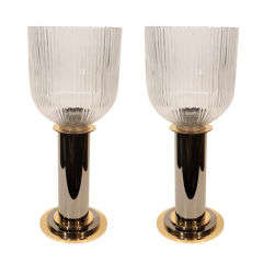 Pair of Machine Age Torchiere Candleholders by Karl Springer