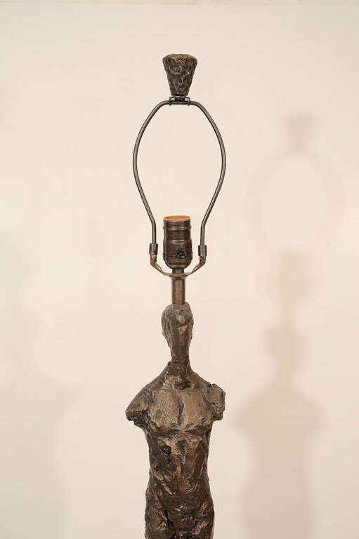 Pair of Bronze Sculpture Lamps with Marble Bases by Corbin 4