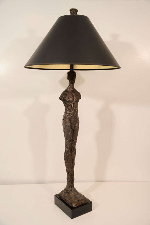 Pair of Bronze Sculpture Lamps with Marble Bases by Corbin 6
