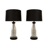 Pair of Machine Age Glass Spiral Lamps Designed by George Sakier