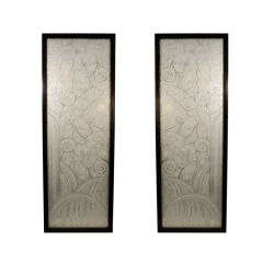 Pair of Spectacular  Art Deco Relief  Mirrored Panels