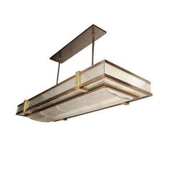 Prominent 1930
s Art Deco Chandelier in Bronze