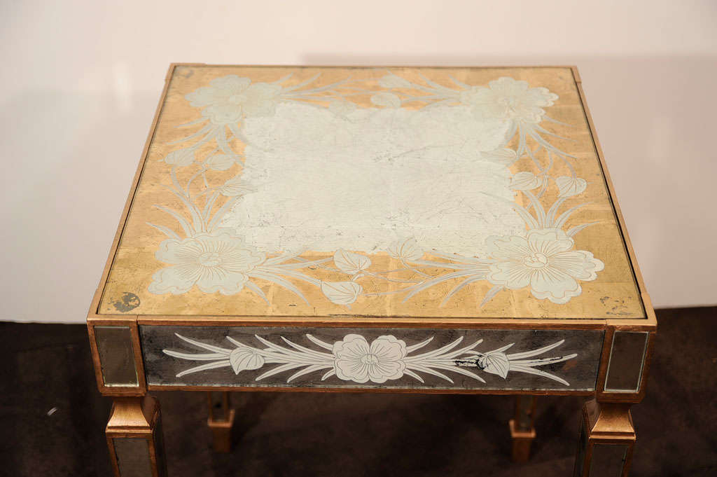 Eglomise Occasional Table with Giltwood By Jansen 1