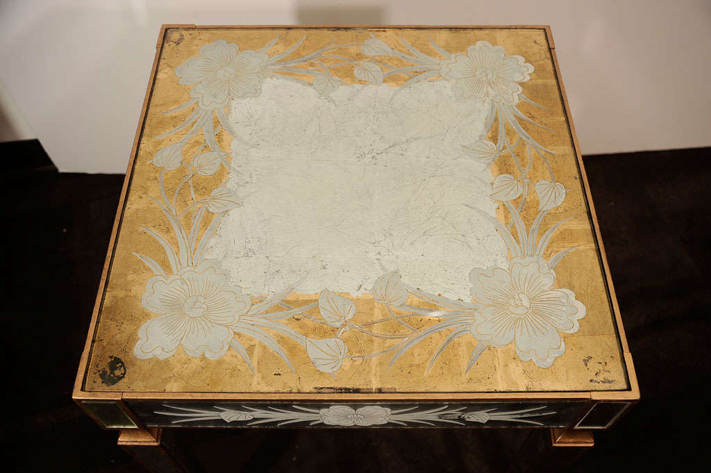 Eglomise Occasional Table with Giltwood By Jansen 2