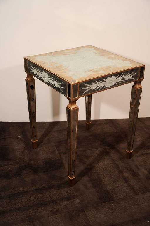 Eglomise Occasional Table with Giltwood By Jansen 5