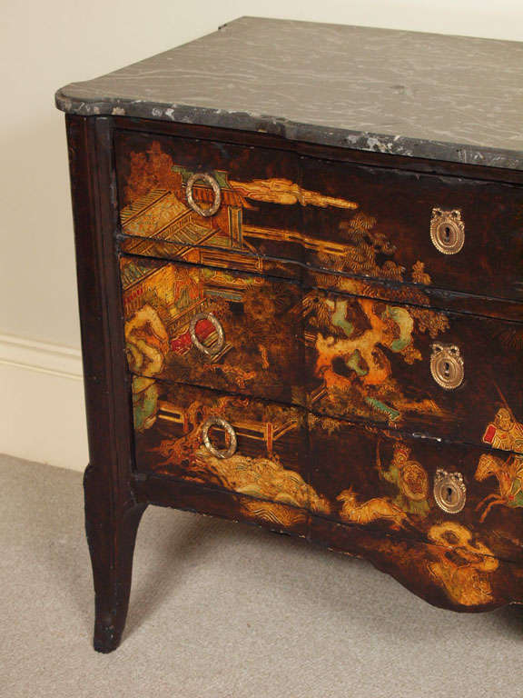Antique French Black Lacquered Commode In Good Condition In New Orleans, LA