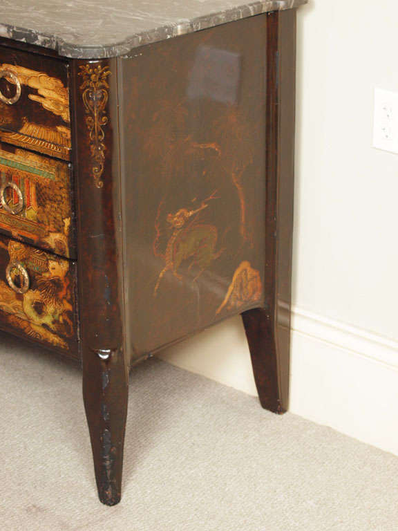 Antique French Black Lacquered Commode 5