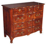 Antique French walnut Louis XV serpentine commode. Antique French walnut Louis XV serpentine commode.