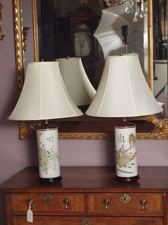Pair antique Chinese porcelain hat stands at 1stDibs