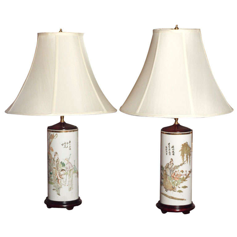 Pair antique Chinese porcelain hat stands at 1stDibs