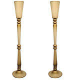 Pair of 1940's Murano Glass Torchiers in Antique Gold