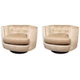 Pair of Tufted Milo Baughman Swivel Chairs