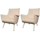 Pair of White Marco Zanusso Club Chairs