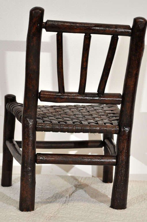 Mid-20th Century 1930's Old Hickory Childs Chair W/ Original Hickory Splint Seat
