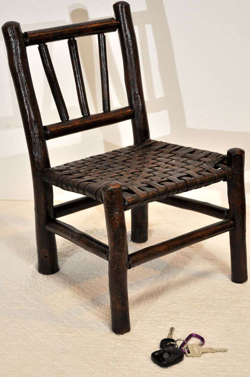 1930's Old Hickory Childs Chair W/ Original Hickory Splint Seat 3