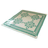 Vintage Early 20th Century Green & White Patterned Quilt
