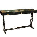 Ebonized Glass Top Console Table Stamped Jansen