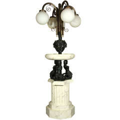 Faux Marble Lighted Garden Fountain with Three Cherubs