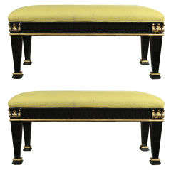 Vintage Pair of French Ebonized Benches