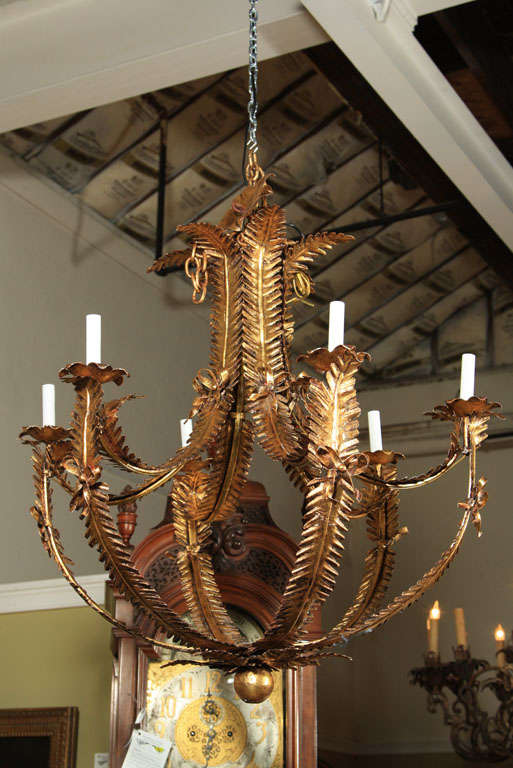 Pair of Art Deco Tole  Chandeliers