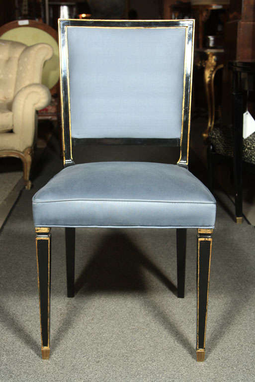 Set of 6 Ebonized Dining Chairs Stamped Jansen
