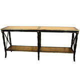 Maison Jansen Ebonized Gilt-Glass Top Console Table