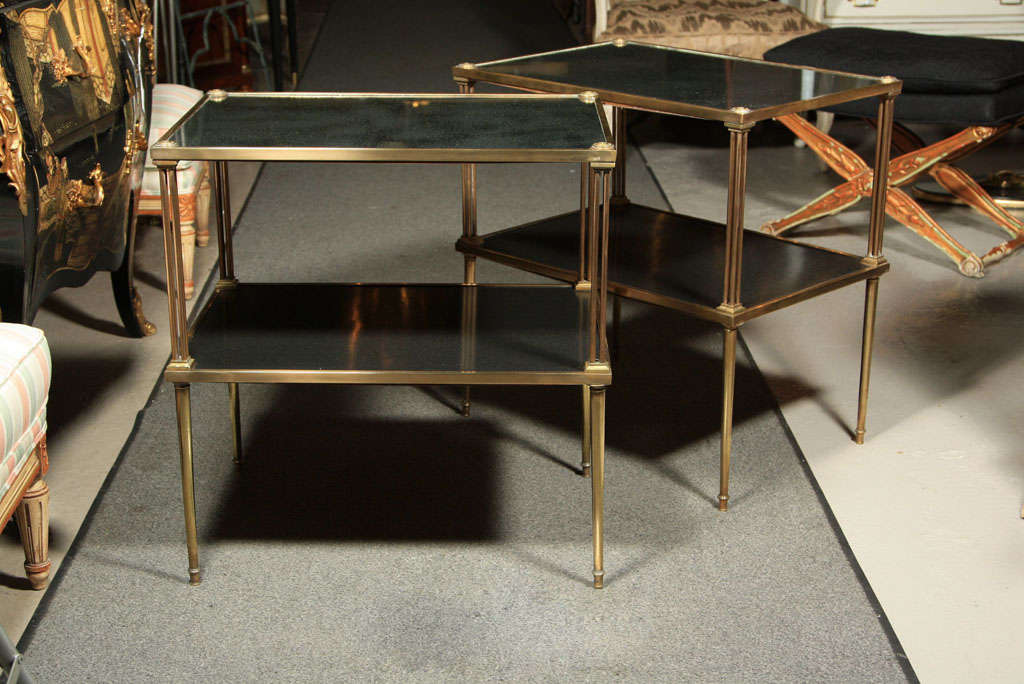 Pair of Bronze End Tables Stamped Jansen