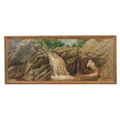 Peinture à l'huile sur toile signée Schnakenberg Roxbury Falls