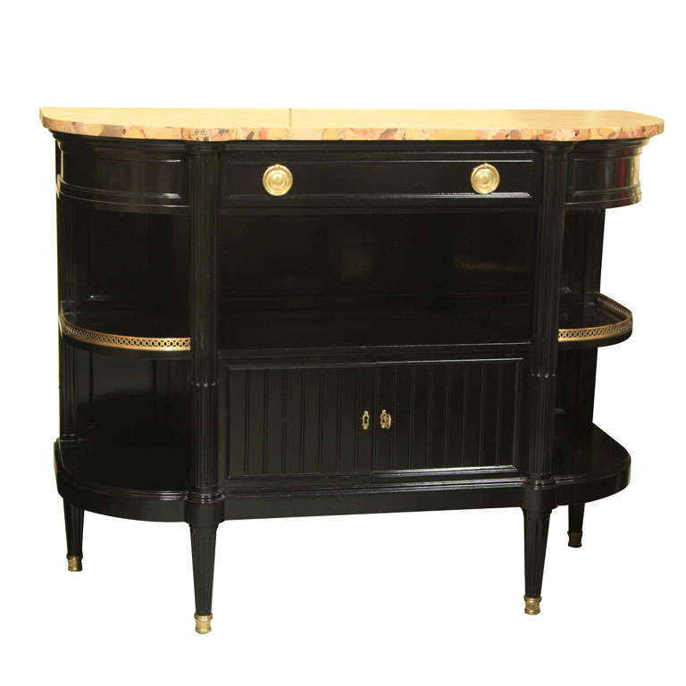 Marble Top Demilune Credenza Stamped Jansen