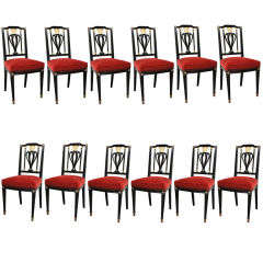 Set of 12 Stamped Jansen Dining Chairs