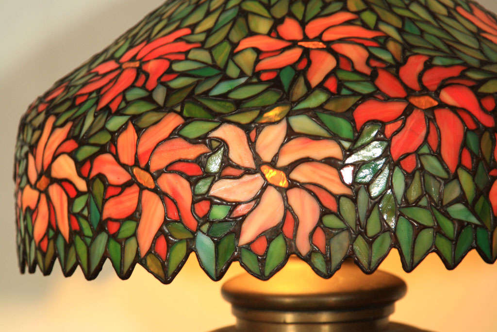Antique Poinsetta Glass Shade In Excellent Condition In Stamford, CT