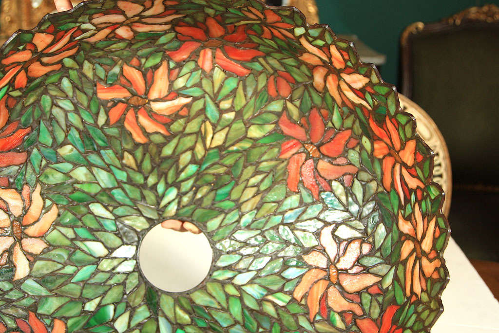 Mid-20th Century Antique Poinsetta Glass Shade