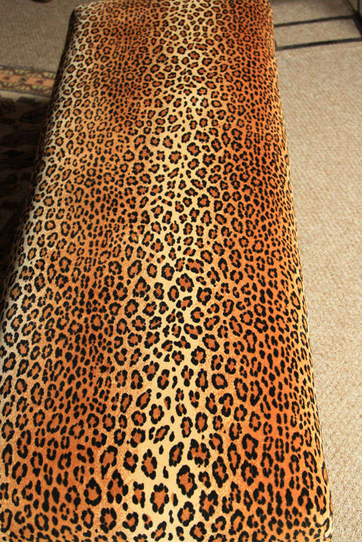 Pair of Metal & Leopard Print Benches In Excellent Condition In Manhasset, NY