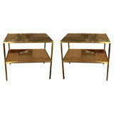 Pair of Stamped Jansen Bronze Two Tier End Tables