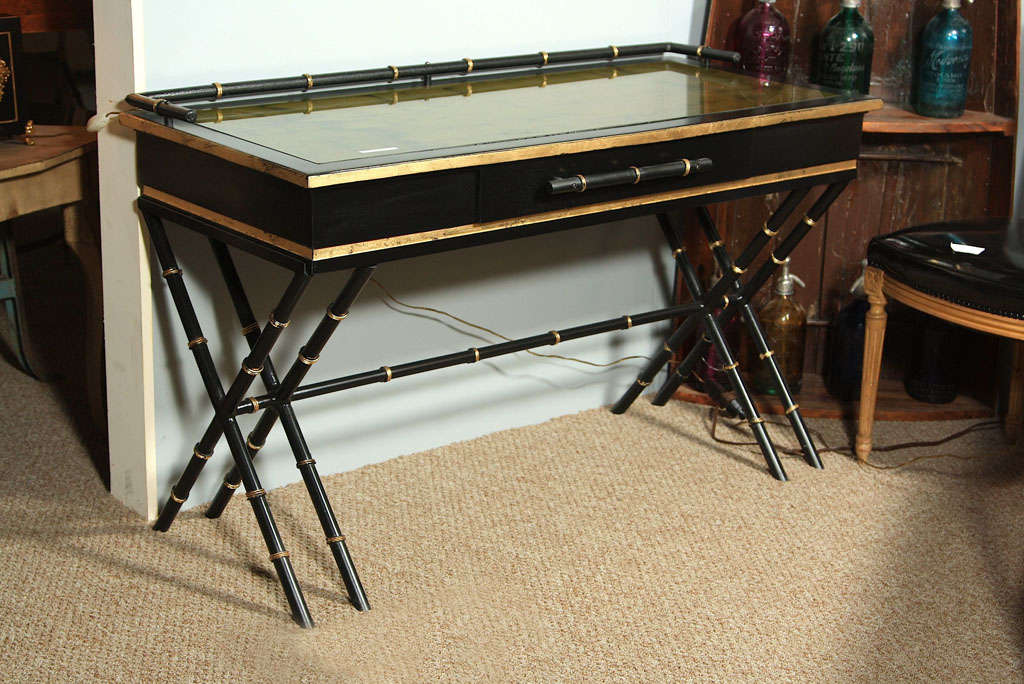 French Faux Bamboo Desk by Maison Jansen
