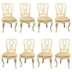 Set of 8 French Pretzal Back Stamped Jansen Dining Chairs