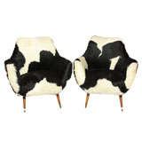Pair of Art Deco Style Cowhide Armchairs