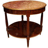 A Plum Pudding Mahogany and Rosso Marble Bouillotte Table