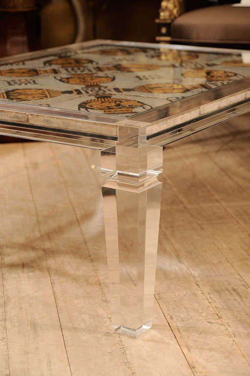 A Roman Tile and Lucite Low Table