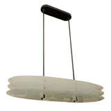 Black Lacquered Metal Ceiling Fixture with Frosted Glass Shades