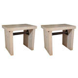 Pair of Thick Marble Slab Tables
