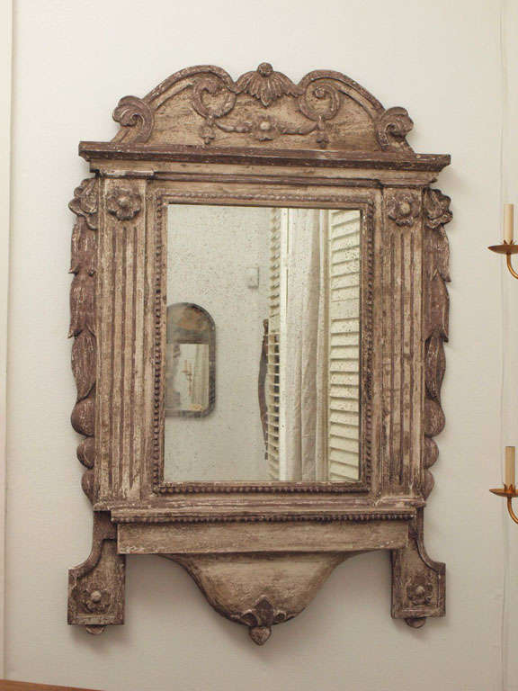 Impressive Italianesque Painted Mirror with Pediment (5 ft.)