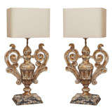 Large Pair of 19th Century Italian Urn Converted into Lamps