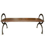 Swedish Wood and Iron Bench, Circa 1930