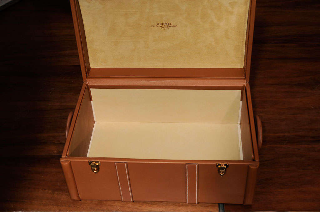 French Rare Hermes Leather Trunk