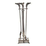 Set of Polished Nickel Equestrian Handled Fireplace Tools