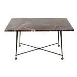 Giacometti Style Marble Top Iron Coffee Table